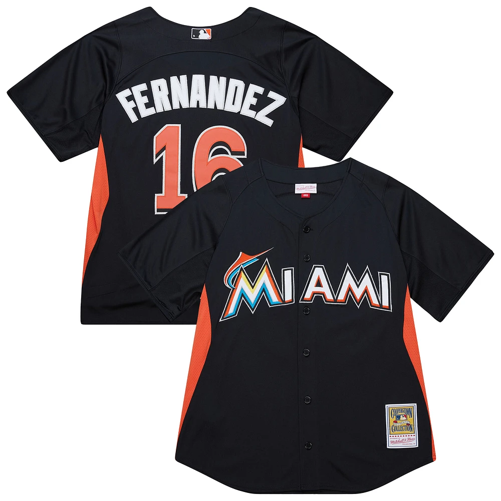 Men's Mitchell & Ness Jose Fernandez Black Miami Marlins Authentic Batting Practice Jersey