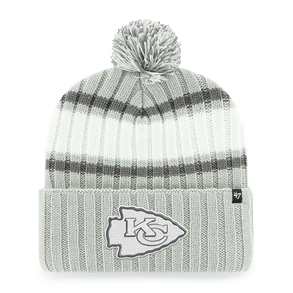 Men's '47 Gray Kansas City Chiefs Domestic Plateau Cuffed Knit Hat with Pom