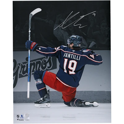 Adam Fantilli Columbus Blue Jackets Autographed 16" x 20" Navy Jersey Celebration Spotlight Photograph