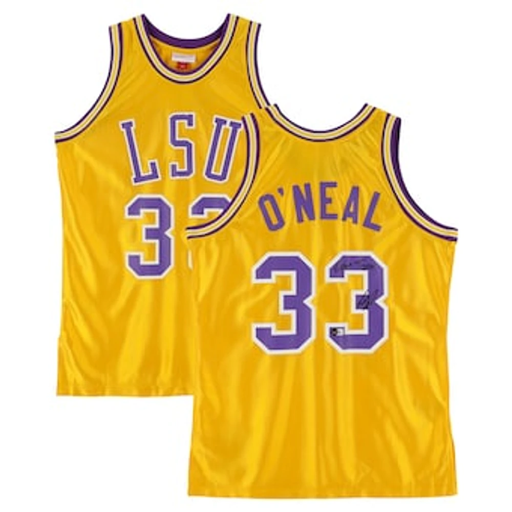 Shaquille O'Neal LSU Tigers Autographed Gold Mitchell & Ness 1990-91 Swingman Jersey with "Geaux Tigers" Inscription