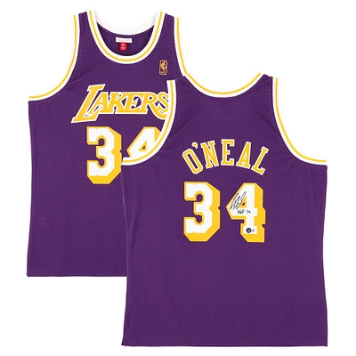 Shaquille O'Neal Los Angeles Lakers Autographed Purple Mitchell & Ness - Swingman Jersey with "HOF 16" Inscription