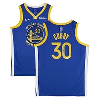 Stephen Curry Golden State Warriors Autographed Royal Nike Icon Edition Swingman Jersey with "GOAT" Inscription - JSA