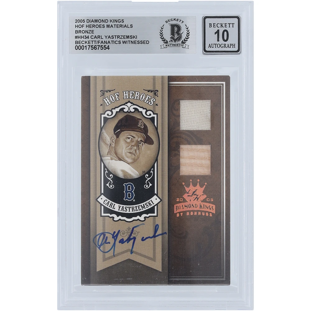 Carl Yastrzemski Boston Red Sox Autographed 2005 Donruss Diamond Kings Bronze HOF Heroes Materials Dual Bat Jersey Relics #HH-34 #/25 Beckett Fanatics Witnessed Authenticated 10 Card