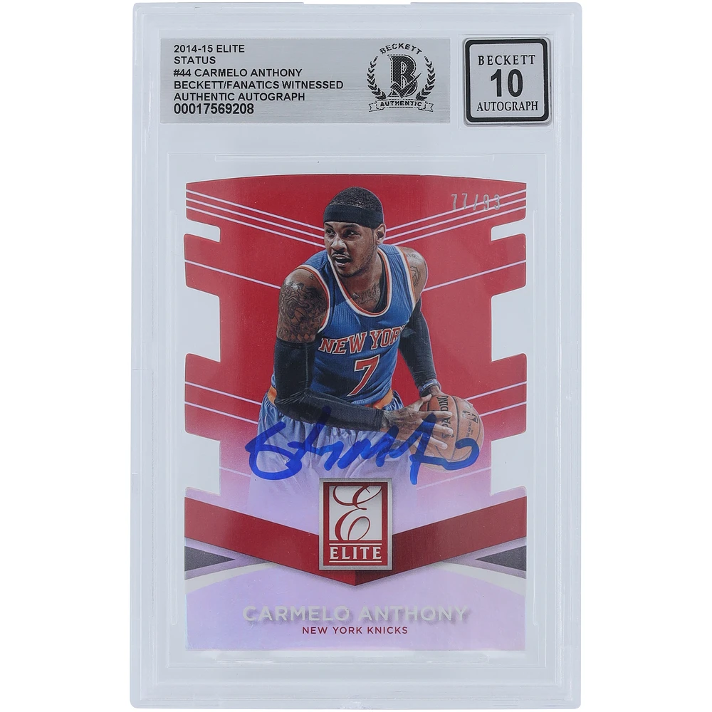 Carmelo Anthony New York Knicks Autographed 2014-15 Panini Donruss Elite Status Die-Cut #44 #/93 Beckett Fanatics Witnessed Authenticated 10 Card