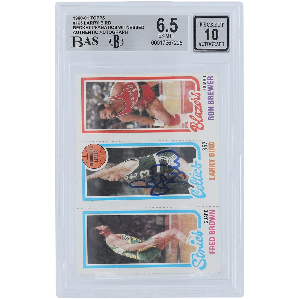Larry Bird Boston Celtics Autographed 1980-81 Topps #165 Beckett Fanatics Witnessed Authenticated /10 Rookie Card