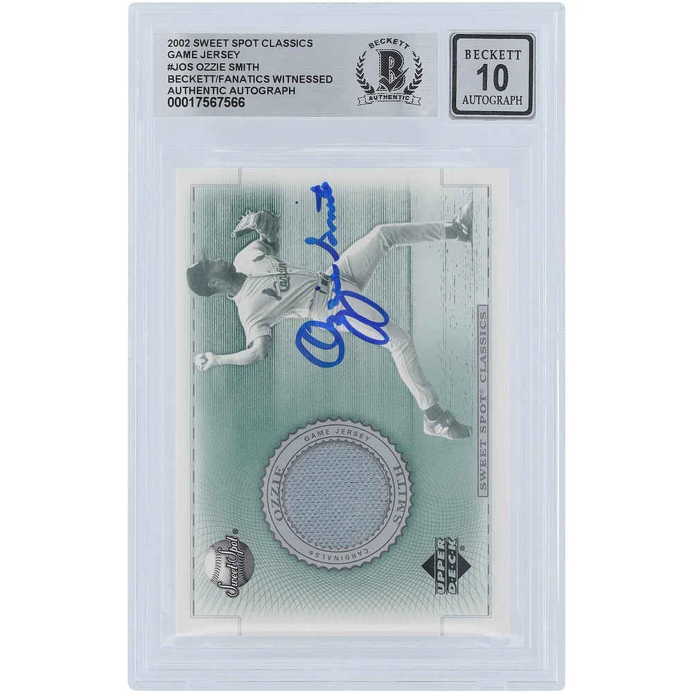 Ozzie Smith St. Louis Cardinals Autographed 2002 Upper Deck Sweet Spot Classic Game Jersey Relic #J-OS Beckett Fanatics Witnessed Authenticated 10 Card
