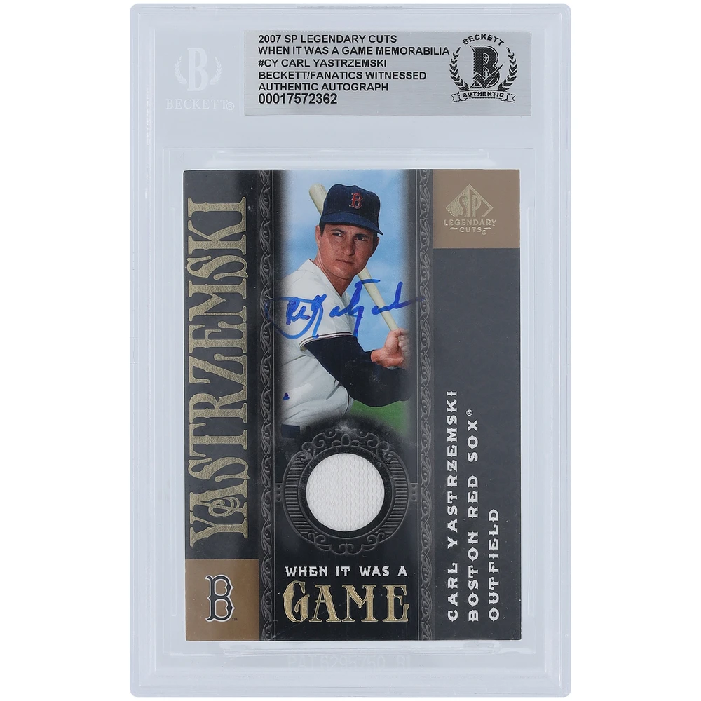 Carl Yastrzemski Boston Red Sox Autographed 2007 Upper Deck SP Legendary Cuts When It Was A Game Jersey Relic #WG-CY Beckett Fanatics Witnessed Authenticated Card
