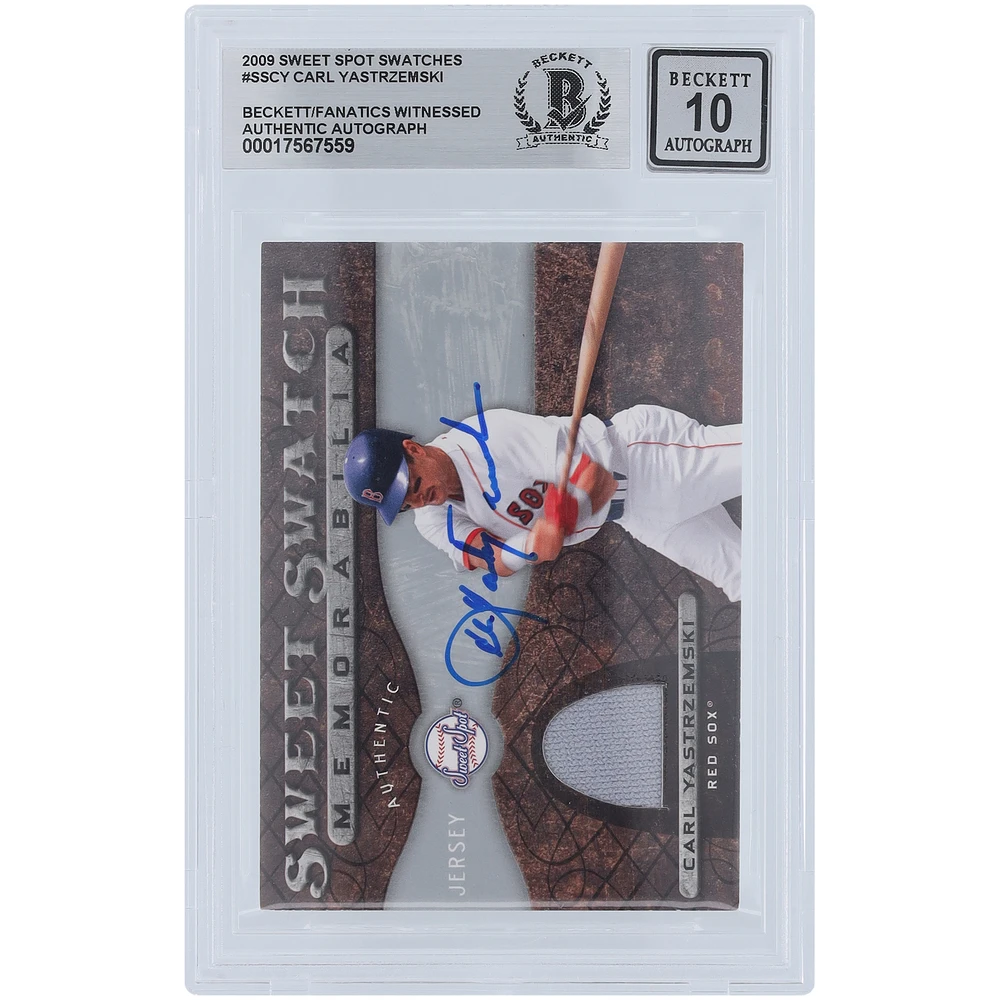 Carl Yastrzemski Boston Red Sox Autographed 2009 Upper Deck Sweet Spot Sweet Swatches Memorabilia Jersey Relic #SS-CY Beckett Fanatics Witnessed Authenticated 10 Card