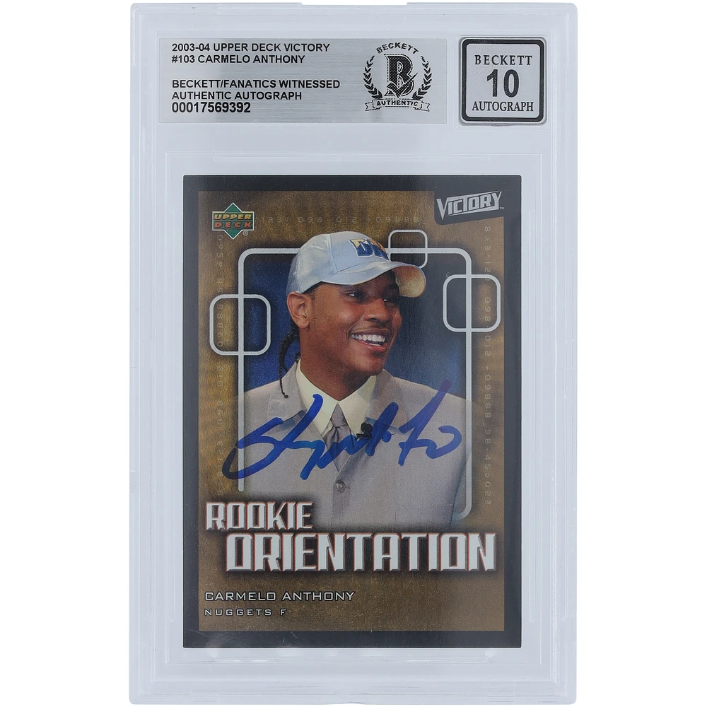 Carmelo Anthony Denver Nuggets Autographed 2003-04 Upper Deck Victory #103 Beckett Fanatics Witnessed Authenticated 10 Rookie Card