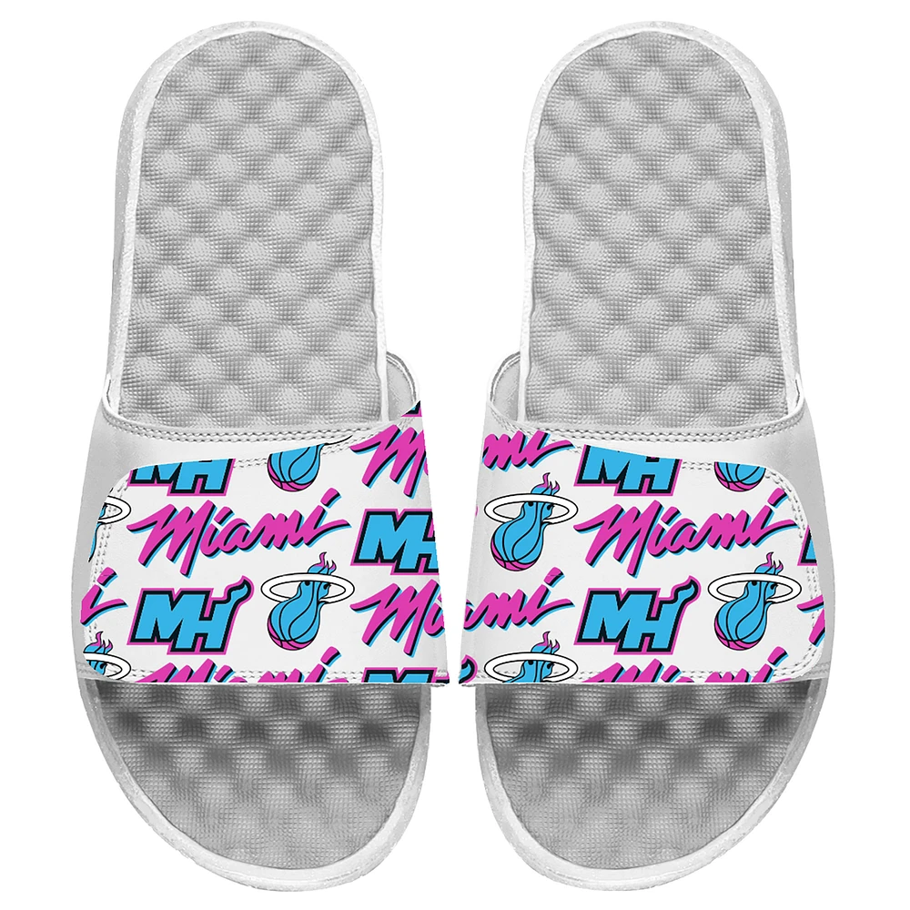 Youth ISlide White Miami Heat Pattern Vice Slide Sandals