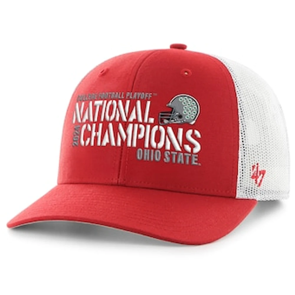 Men's '47 Scarlet/White Ohio State Buckeyes College Football Playoff 2024 National Champions Team Trucker Adjustable Hat