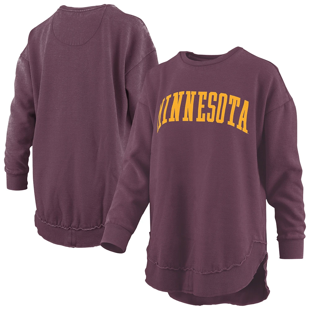 Women's Pressbox Maroon Minnesota Golden Gophers Melange Poncho Vintage Fleece Long Sleeve Pullover Sweatshirt