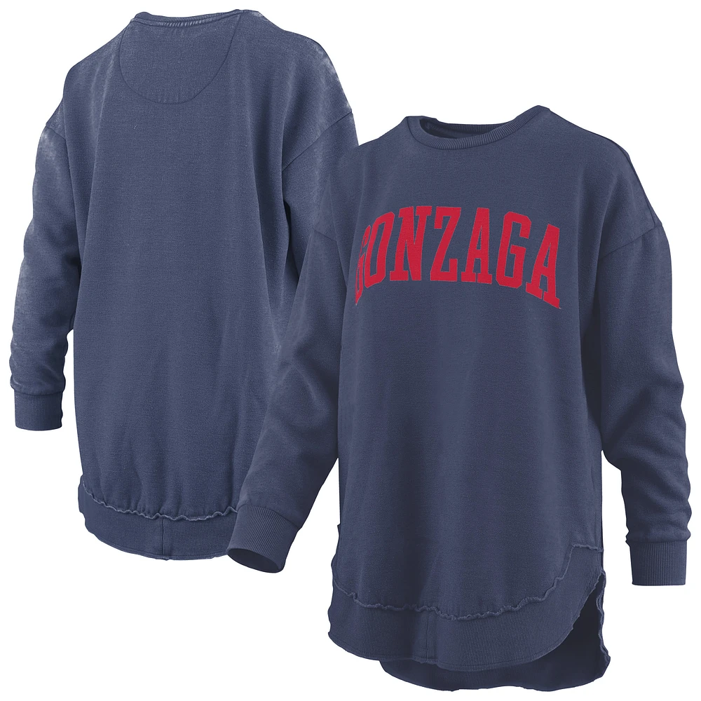 Women's Pressbox Navy Gonzaga Bulldogs Melange Poncho Vintage Fleece Long Sleeve Pullover Sweatshirt