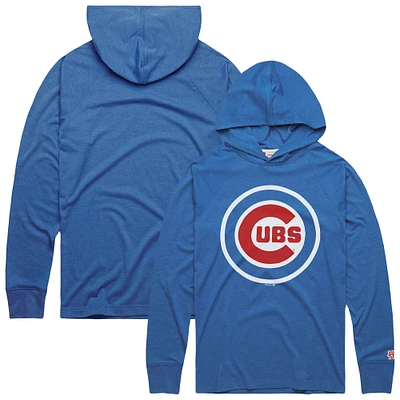 Men's Homage Royal Chicago Cubs Lightweight Raglan Tri-Blend Pullover Hoodie