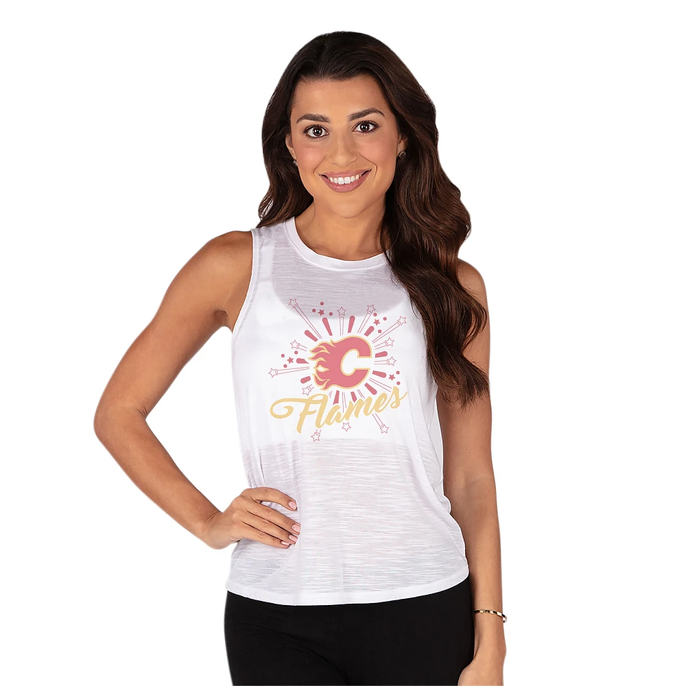 Women's Concepts Sport White Calgary Flames Infuse Knit Tank Top