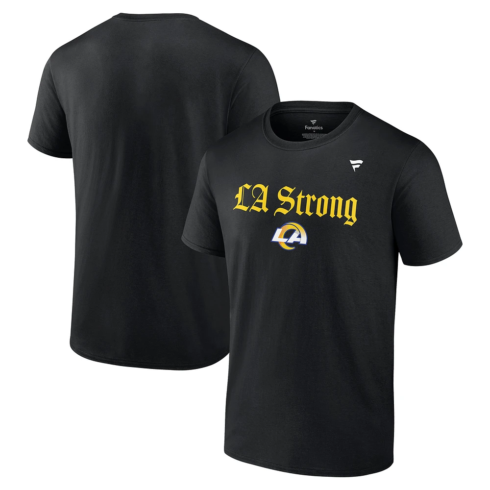 Unisex Fanatics Black Los Angeles Rams LA Strong T-Shirt