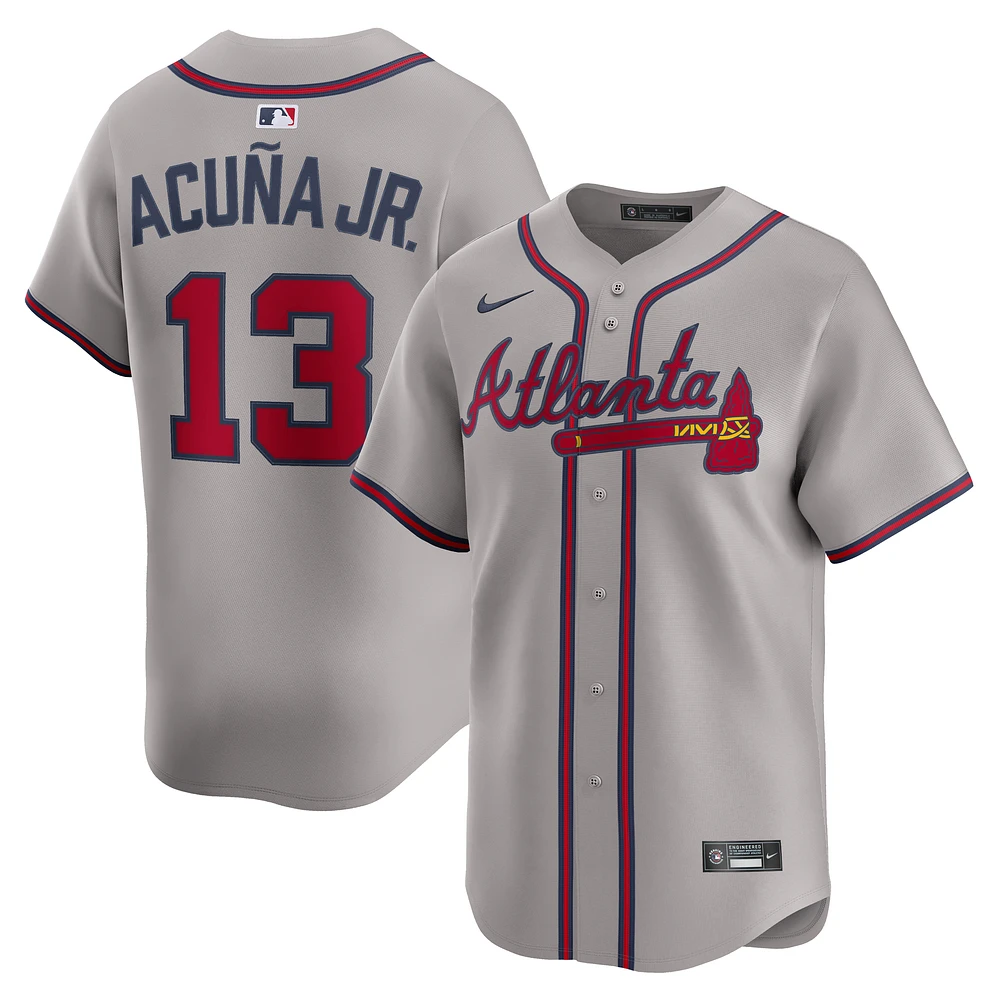 Men's Nike Ronald Acuña Jr. Gray Atlanta Braves Road Limited Player Jersey
