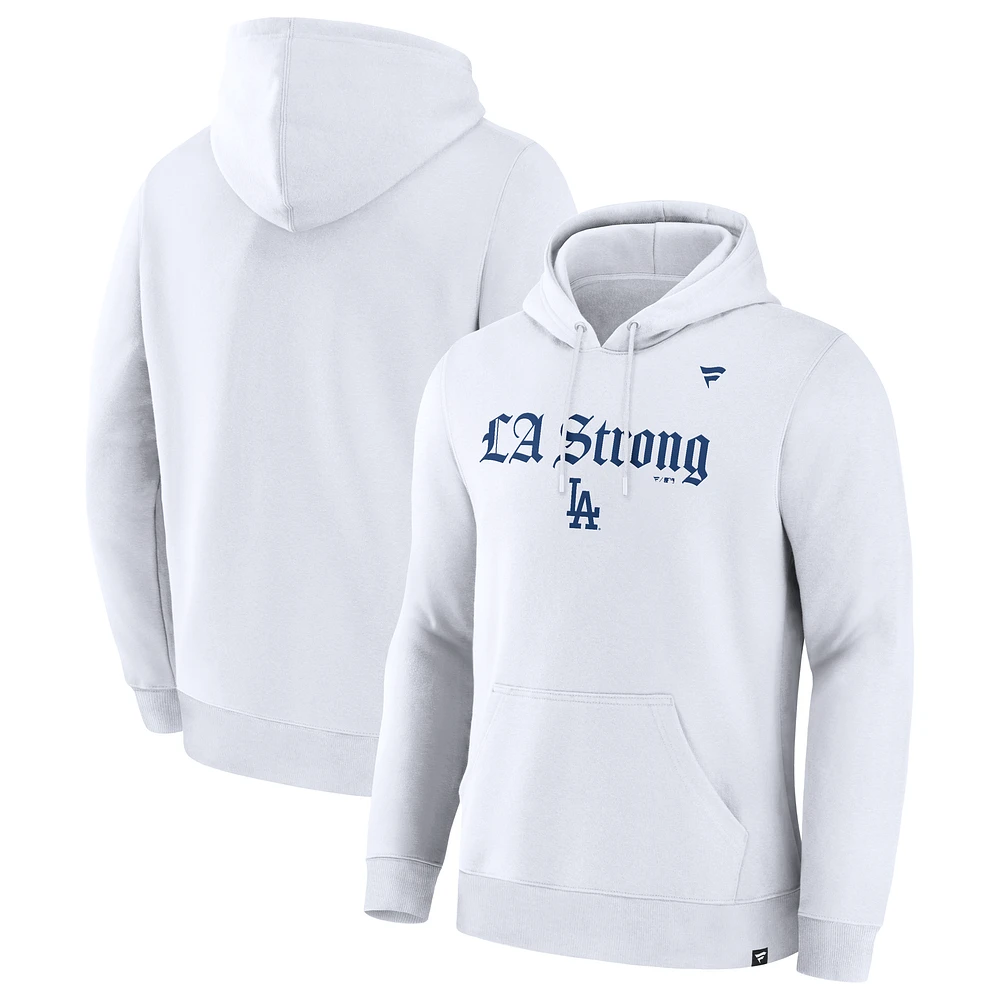Unisex Fanatics White Los Angeles Dodgers LA Strong Premium Fleece Pullover Hoodie