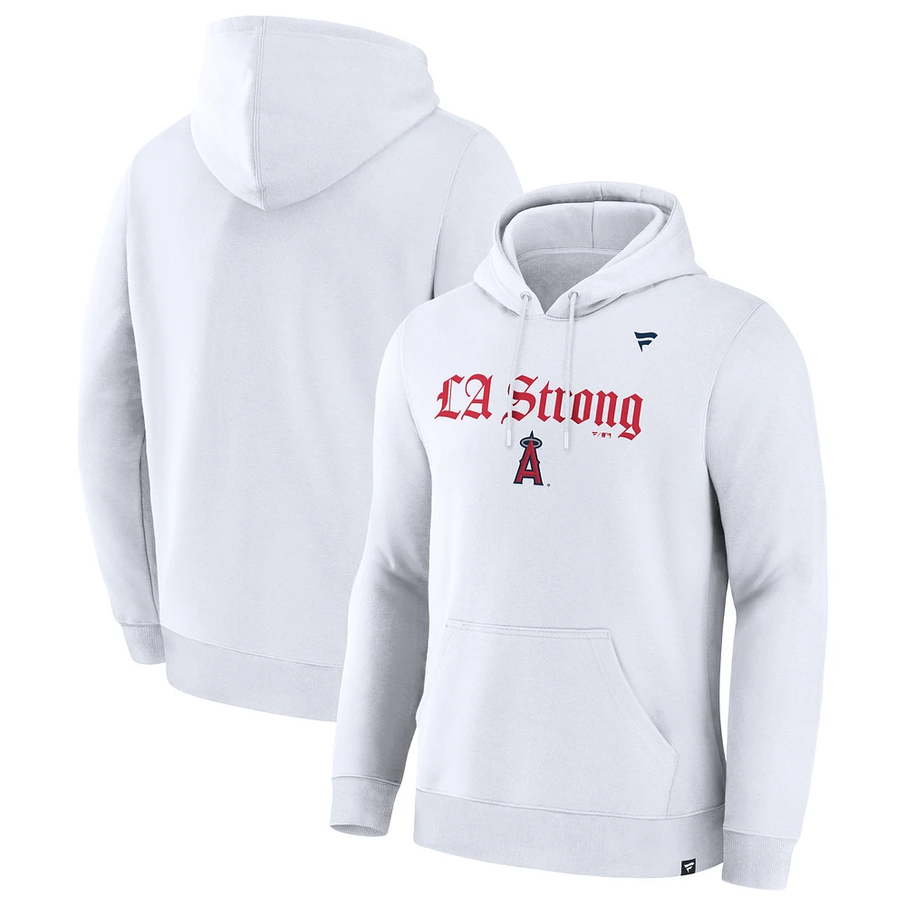 Unisex Fanatics White Los Angeles Angels LA Strong Premium Fleece Pullover Hoodie