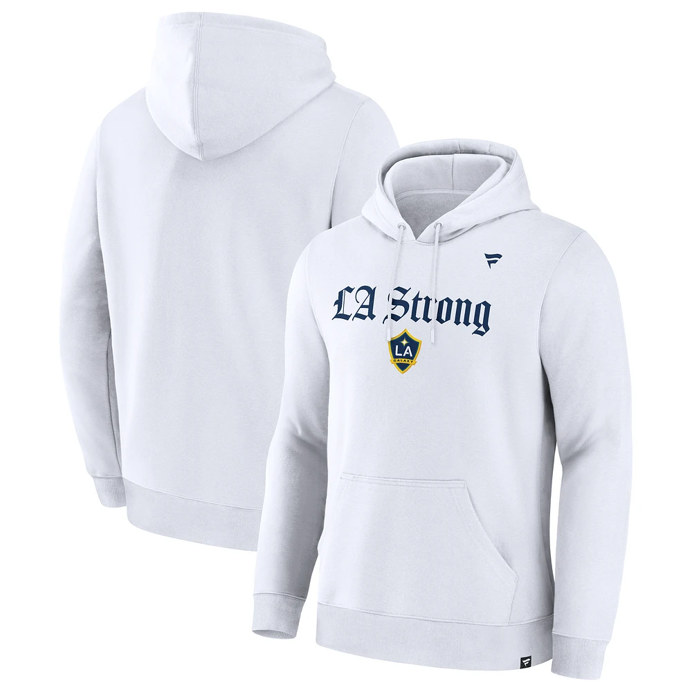 Unisex Fanatics White LA Galaxy Strong Premium Fleece Pullover Hoodie