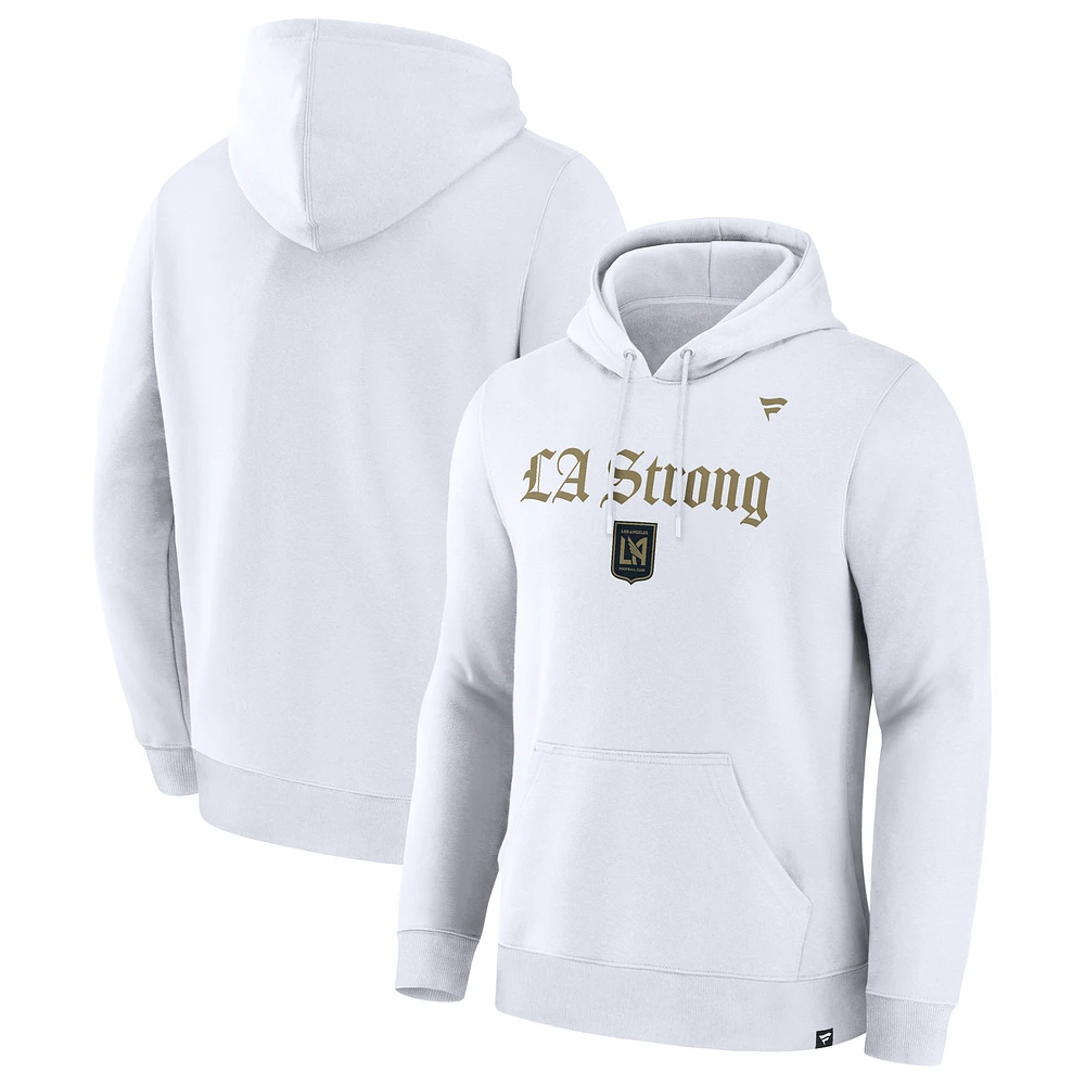 Unisex Fanatics White LAFC LA Strong Premium Fleece Pullover Hoodie