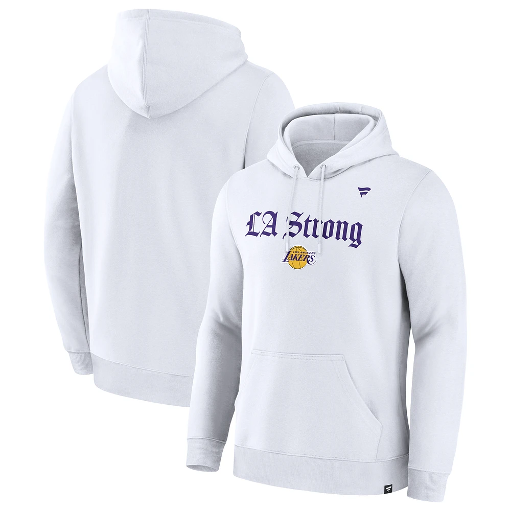 Unisex Fanatics White Los Angeles Lakers LA Strong Premium Fleece Pullover Hoodie