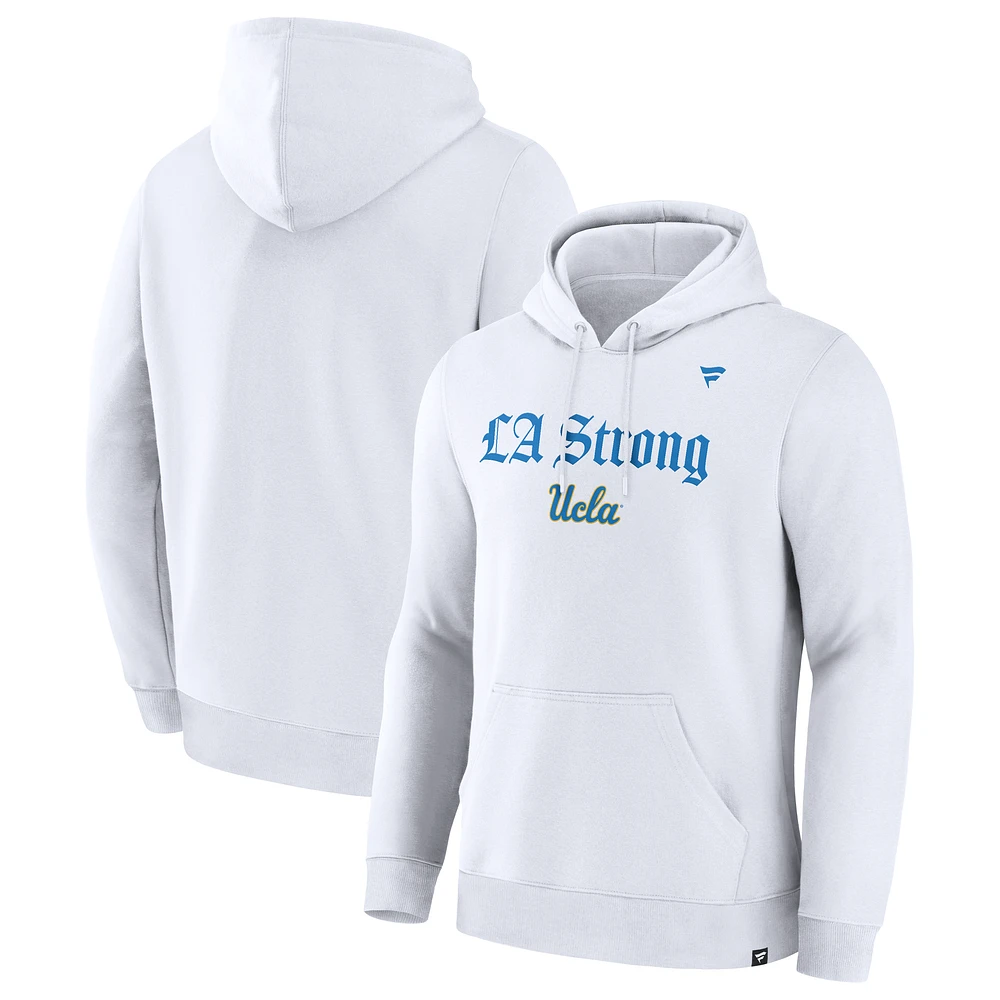 Unisex Fanatics White UCLA Bruins LA Strong Premium Fleece Pullover Hoodie