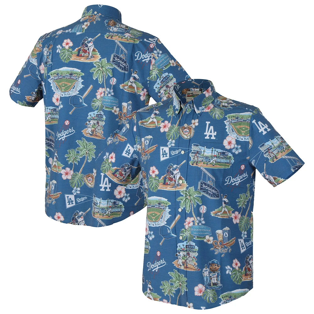 Men's Reyn Spooner Royal Los Angeles Dodgers Scenic Tri-Blend Performance Button-Up Top