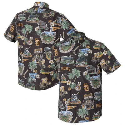 Men's Reyn Spooner Brown San Diego Padres Scenic Tri-Blend Performance Button-Up Top