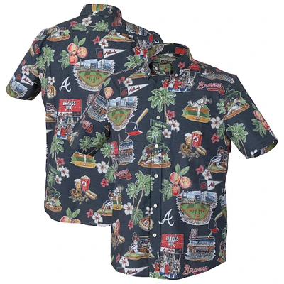 Men's Reyn Spooner Navy Atlanta Braves Scenic Tri-Blend Performance Button-Up Top