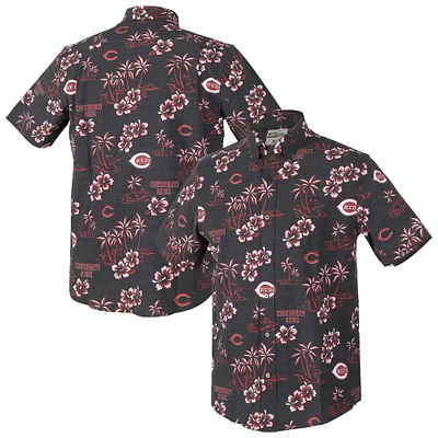 Men's Reyn Spooner Black Cincinnati Reds Kekai Performance Button-Up Top