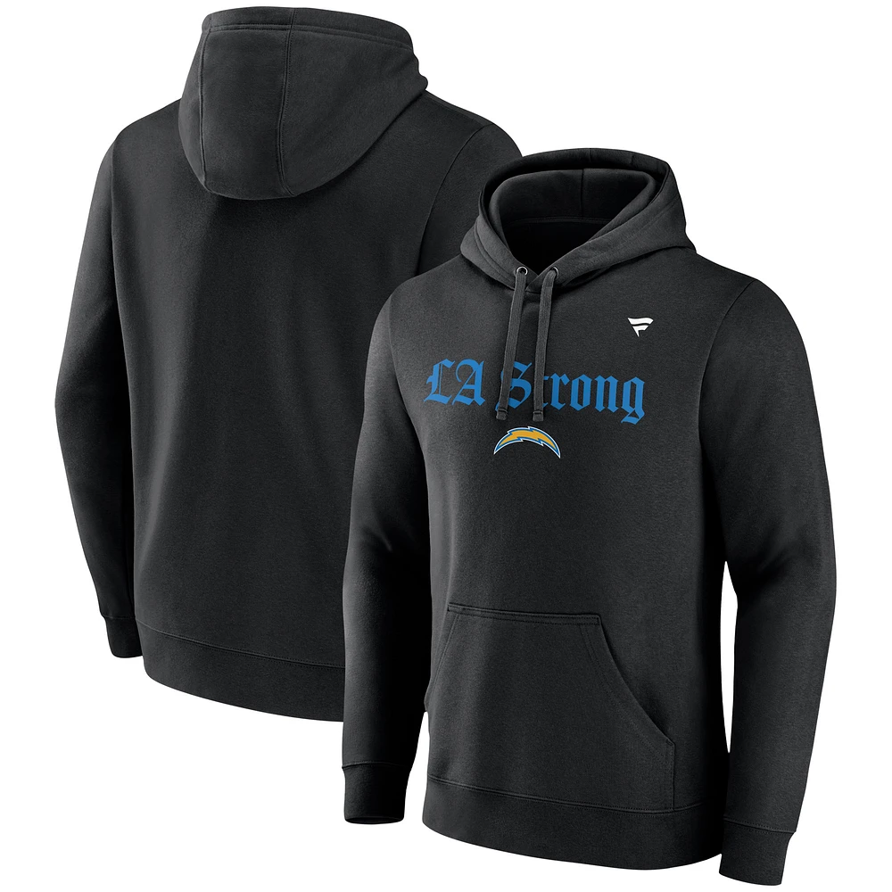 Unisex Fanatics Black Los Angeles Chargers LA Strong Fleece Pullover Hoodie