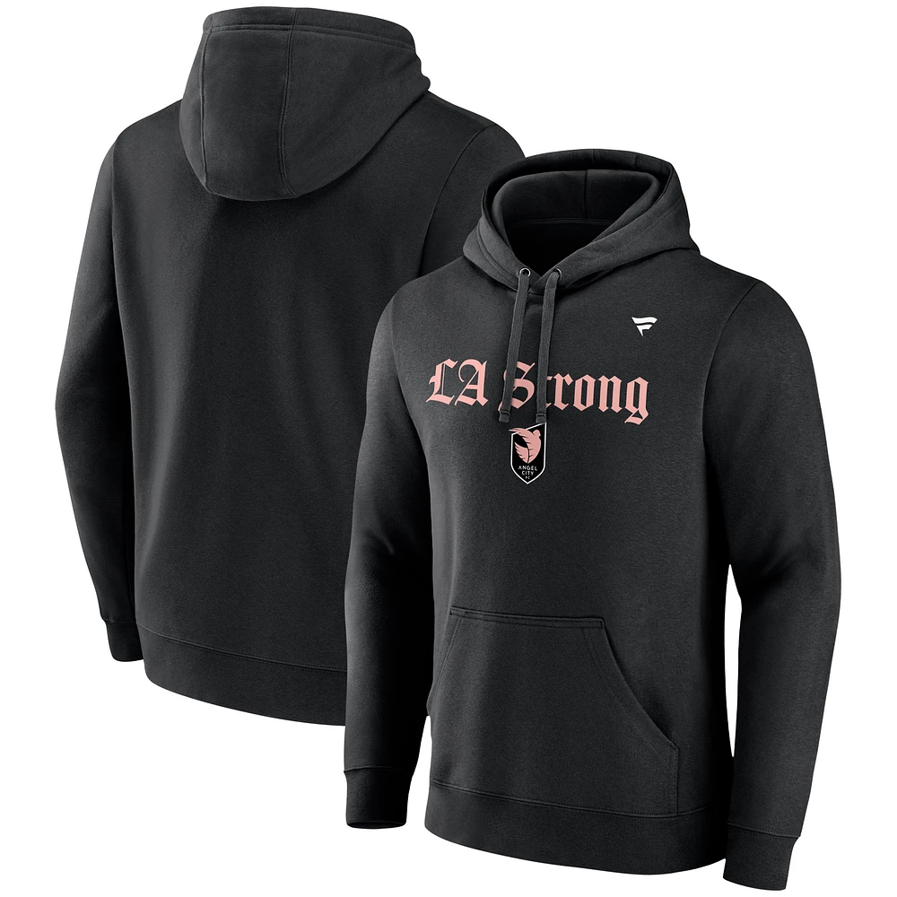 Unisex Fanatics Black Angel City FC LA Strong Fleece Pullover Hoodie