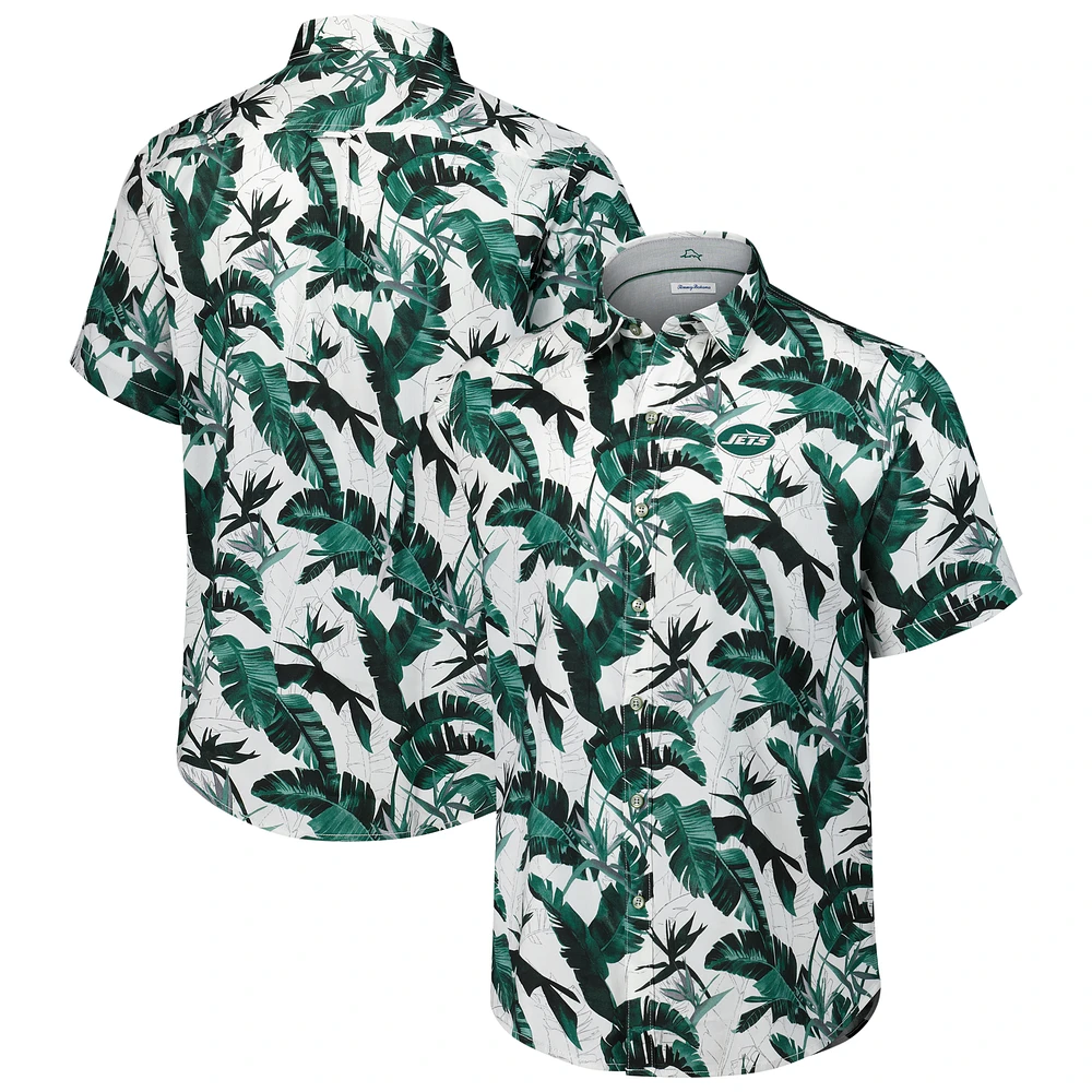Men's Tommy Bahama Green New York Jets Sunnyvale Blooms Camp Button-Up Shirt