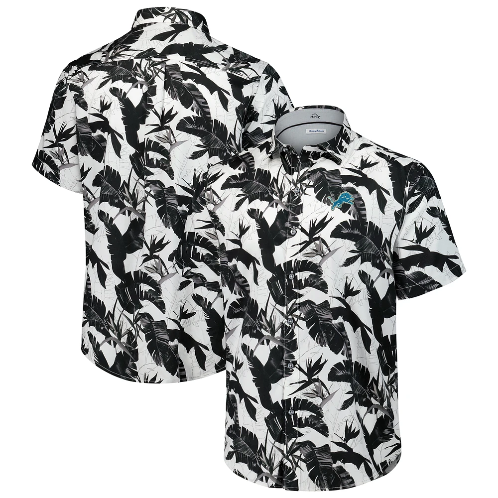 Men's Tommy Bahama Black Detroit Lions Sunnyvale Blooms Camp Button-Up Shirt