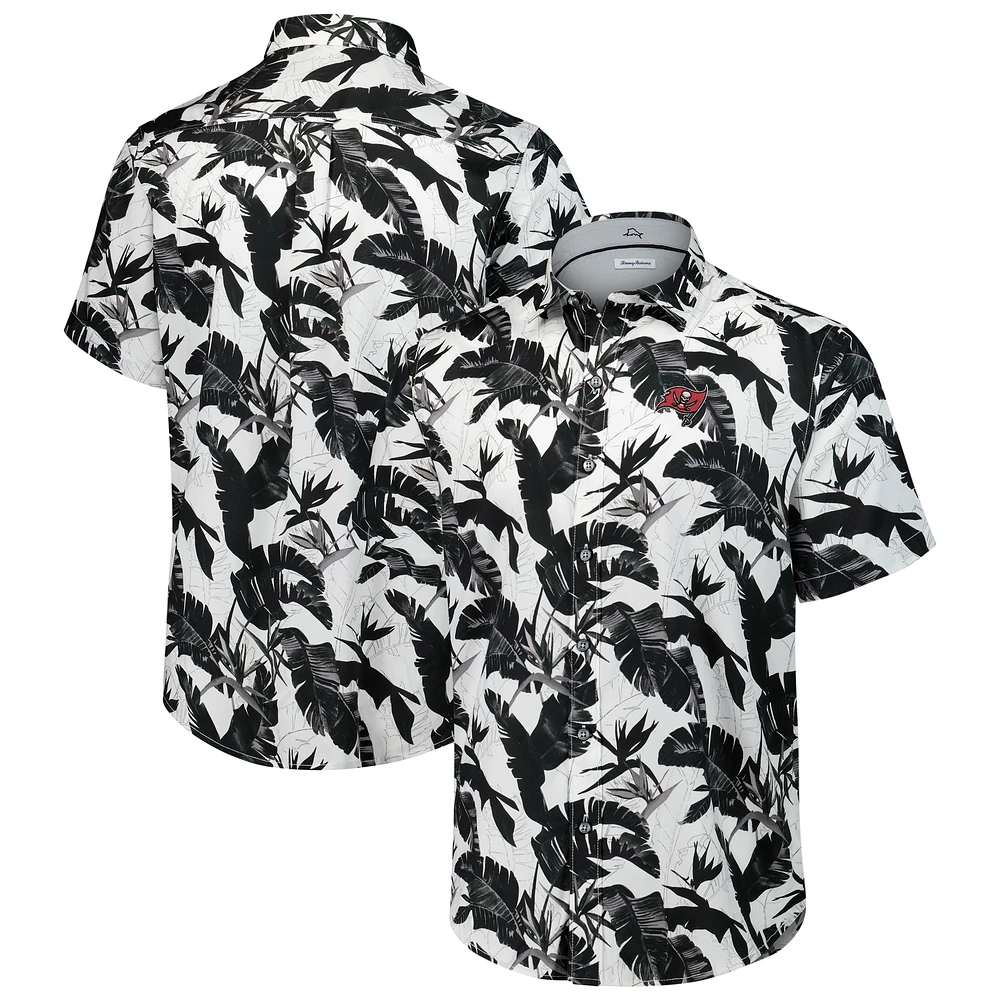 Men's Tommy Bahama Black Tampa Bay Buccaneers Sunnyvale Blooms Camp Button-Up Shirt