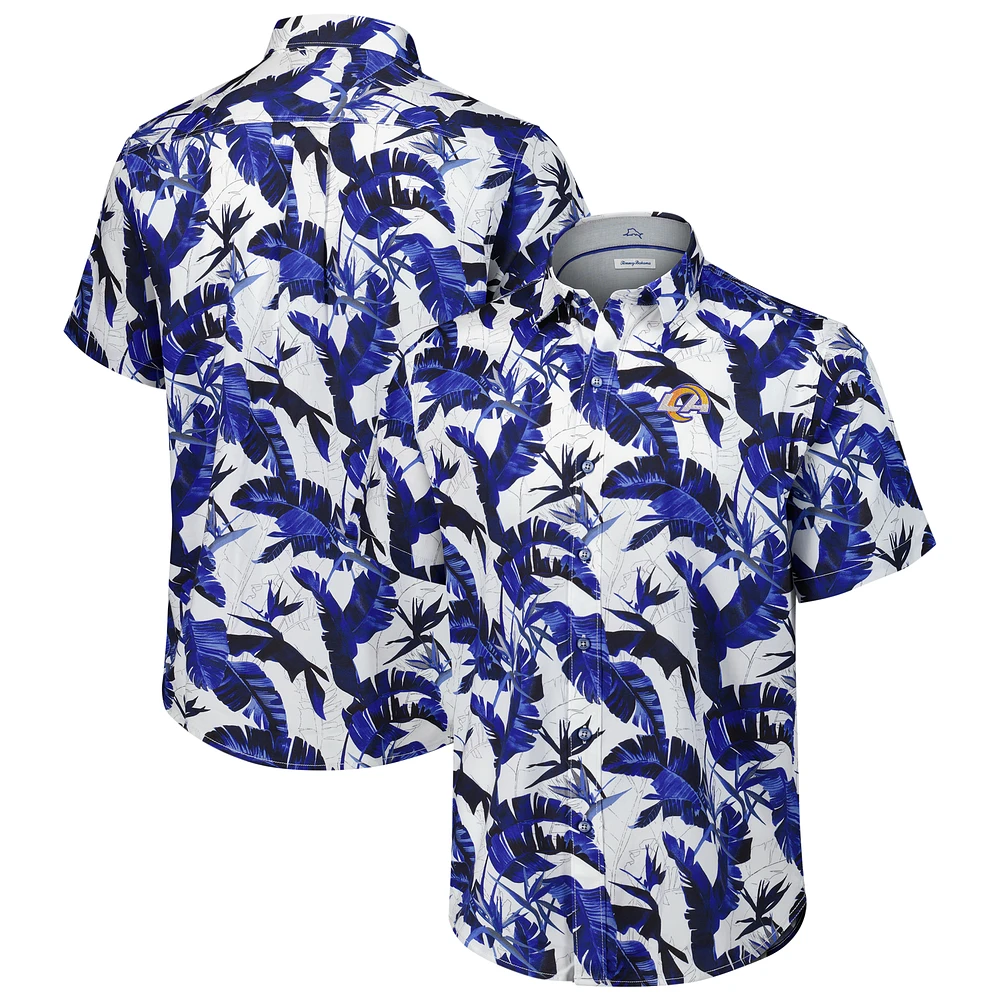 Men's Tommy Bahama Royal Los Angeles Rams Sunnyvale Blooms Camp Button-Up Shirt