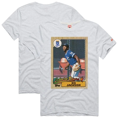 Men's Homage Bo Jackson Ash Kansas City Royals 1987 Topps Baseball Card Player T-Shirt