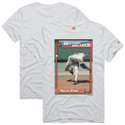 Men's Homage Nolan Ryan Ash Texas Rangers 1991 Topps Baseball Card Player T-Shirt