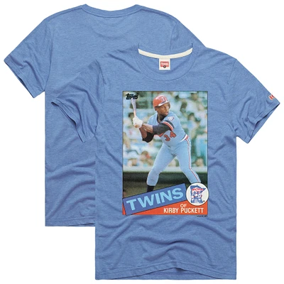 Men's Homage Kirby Puckett Light Blue Minnesota Twins 1985 Topps Baseball Card Player Tri-Blend T-Shirt
