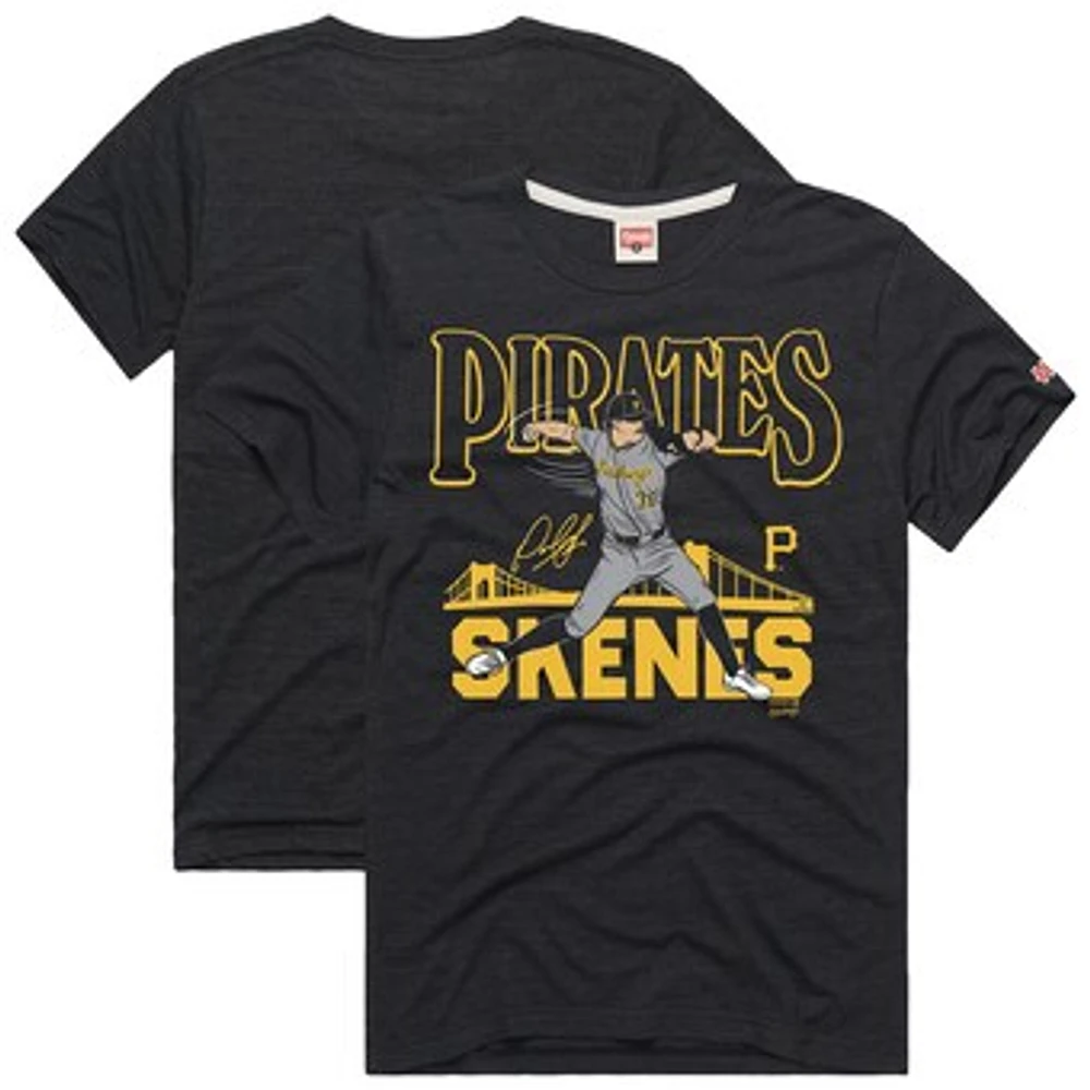 Men's Homage Paul Skenes Charcoal Pittsburgh Pirates Graphic Player Tri-Blend T-Shirt