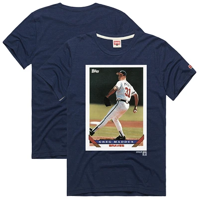 Men's Homage Greg Maddux Navy Atlanta Braves 1993 Topps Baseball Card Player T-Shirt