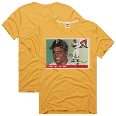 Men's Homage Roberto Clemente Gold Pittsburgh Pirates 1955 Topps Baseball Card Player Tri-Blend T-Shirt