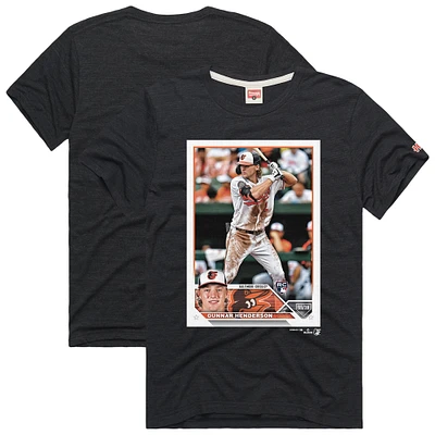 Men's Homage Gunnar Henderson Charcoal Baltimore Orioles 2023 Topps Baseball Card Player T-Shirt