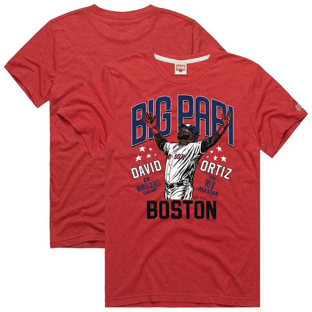 Men's Homage David Ortiz Red Boston Sox Graphic Player T-Shirt