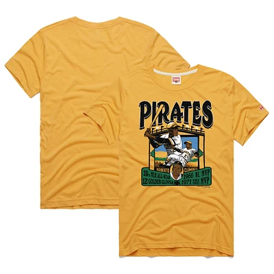 Men's Homage Roberto Clemente Gold Pittsburgh Pirates Graphic Player Tri-Blend T-Shirt