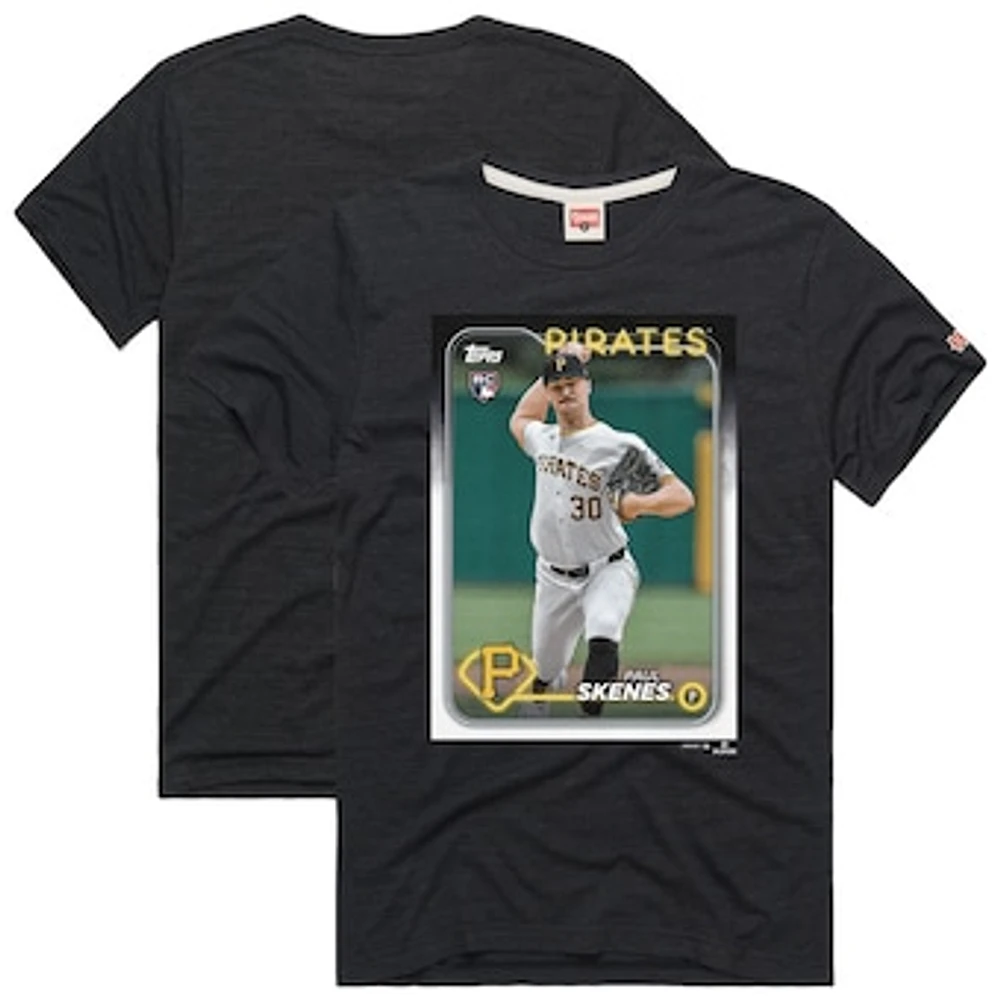 Men's Homage Paul Skenes Charcoal Pittsburgh Pirates 2024 Topps Baseball Card Player Tri-Blend T-Shirt