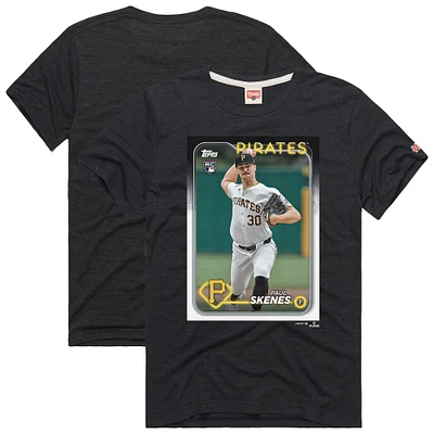 Men's Homage Paul Skenes Charcoal Pittsburgh Pirates 2024 Topps Baseball Card Player Tri-Blend T-Shirt
