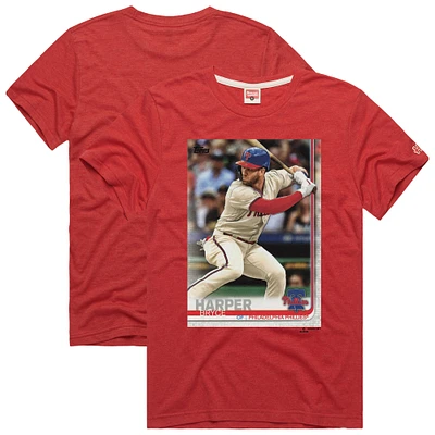Men's Homage Bryce Harper Red Philadelphia Phillies 2019 Topps Baseball Card Player T-Shirt