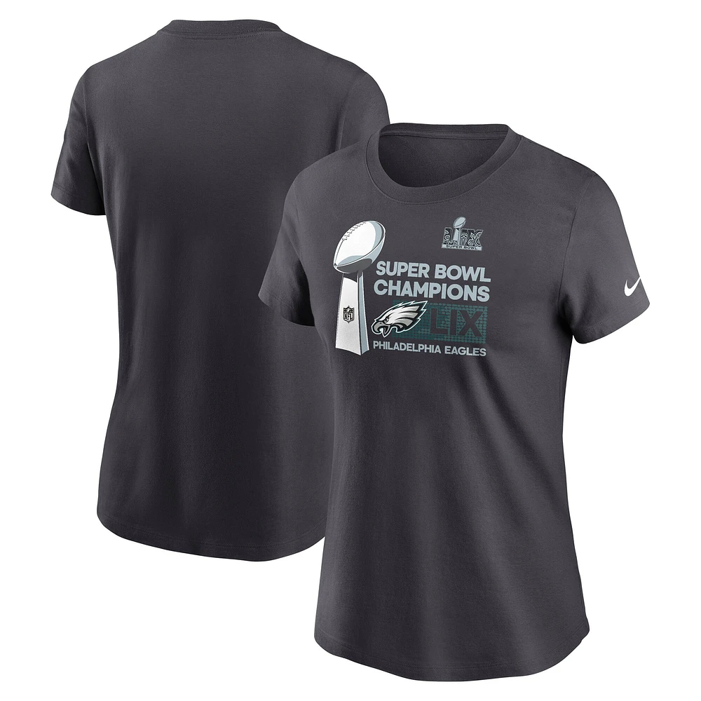 Women's Nike Anthracite Philadelphia Eagles Super Bowl LIX Champions Locker Room Trophy Collection T-Shirt